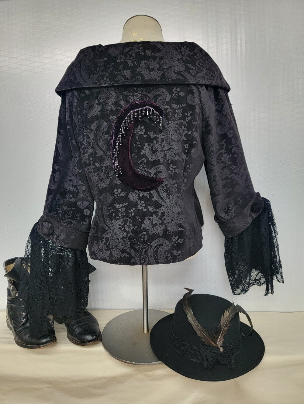 Brushed Jaquard Velvet  & Lace Sister's Of The Moon Jacket - Upcycled